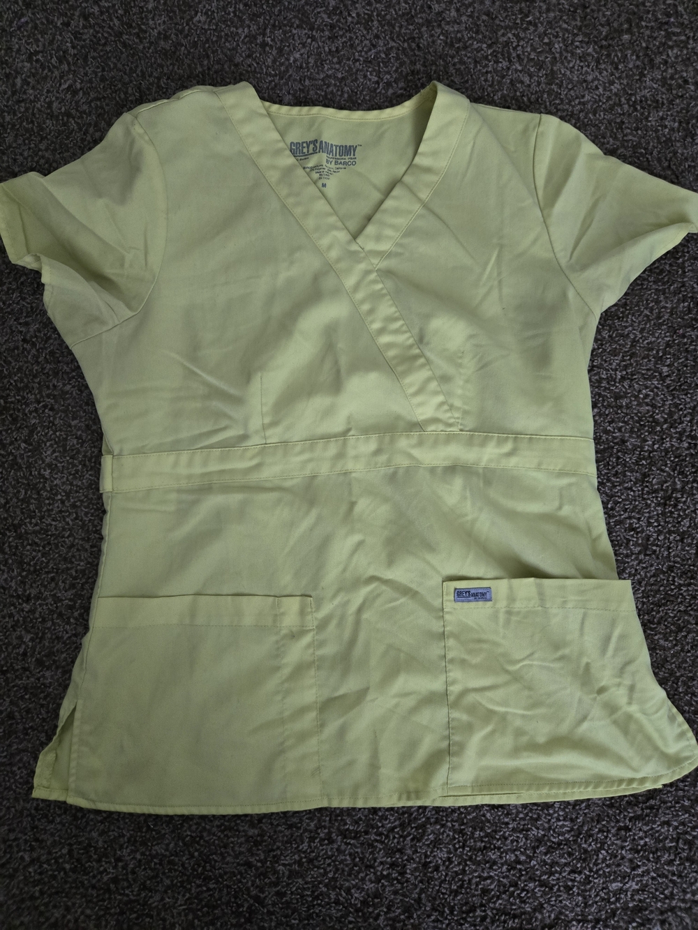 Grey's Anatomy Yellow Wrap V-Neck Scrub Top